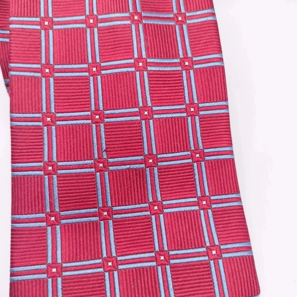 Jos A. Bank Executive Collection Tie Necktie Silk Red Blue Geometric Square TT - Picture 3 of 6